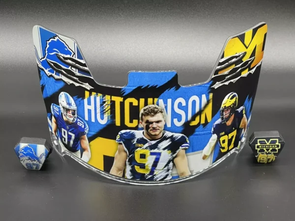 Michigan/Lions Aidan Hutchinson Full Size Custom Visor, Replica/Speed/Flex/F7