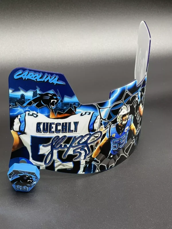 Carolina Panthers Luke Kuechly Custom Chrome Inlay Full Size Visor - Image 2