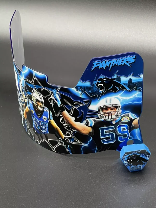 Carolina Panthers Luke Kuechly Custom Chrome Inlay Full Size Visor - Image 3