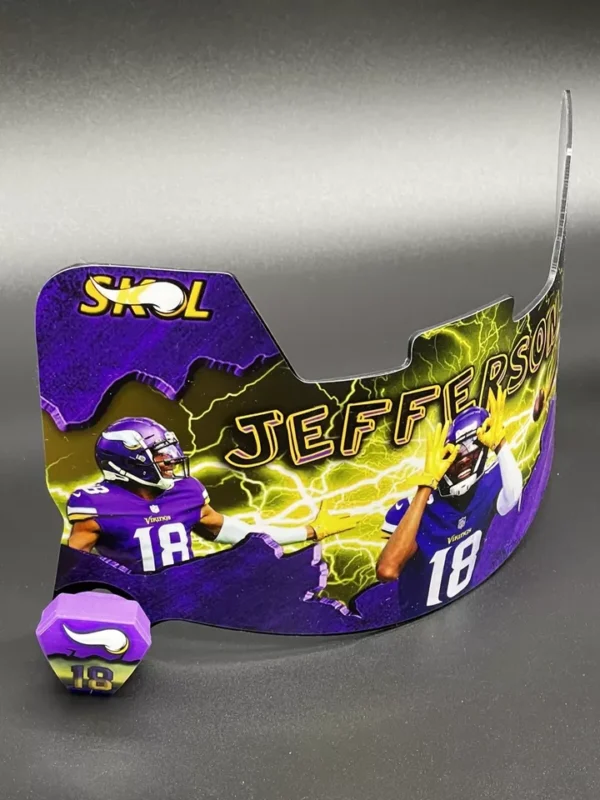 Vikings Justin Jefferson Full Size Custom Visor, Replica/Speed/Flex/F7 - Image 2