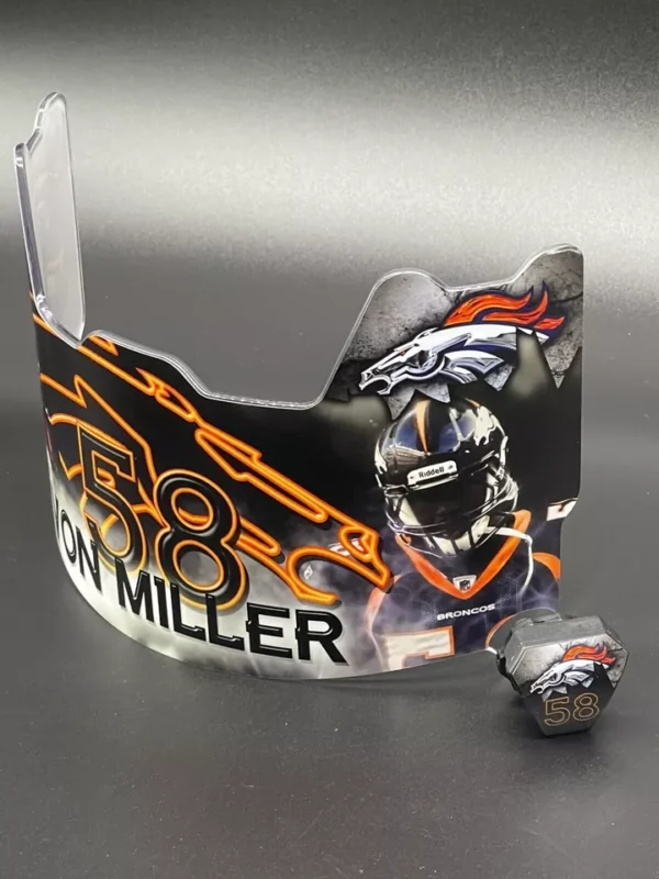 Denver Broncos Von Miller Full Size Custom Visor, Replica/Speed/Flex/F7 - Image 2