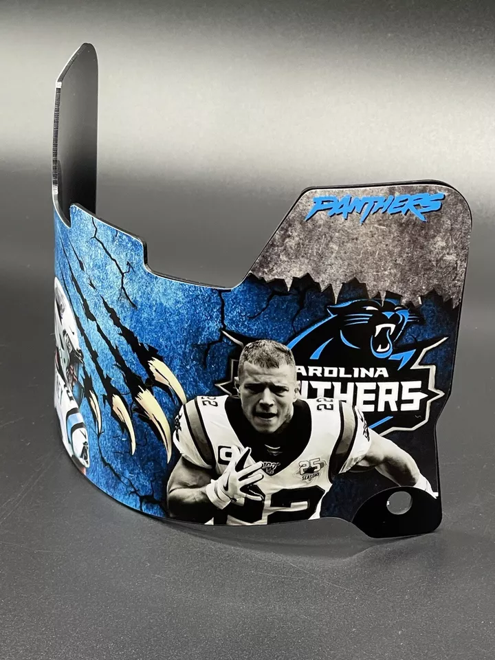 Carolina Panthers Christian McCaffrey Full Size Custom Visor, Replica/Speed/Flex - Image 2