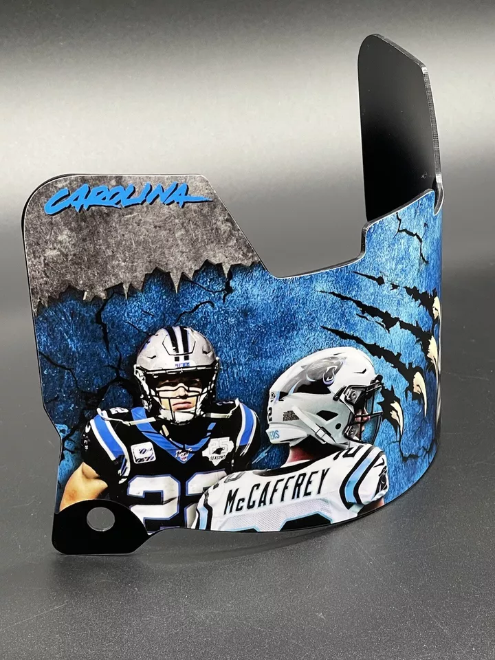Carolina Panthers Christian McCaffrey Full Size Custom Visor, Replica/Speed/Flex - Image 3