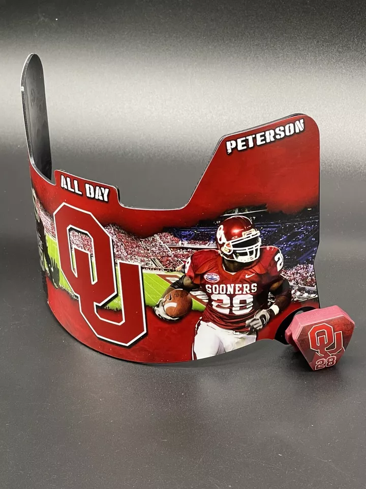Oklahoma Sooners Adrian Peterson Full Size Custom Visor, Replica/Speed/Flex/F7 - Image 2