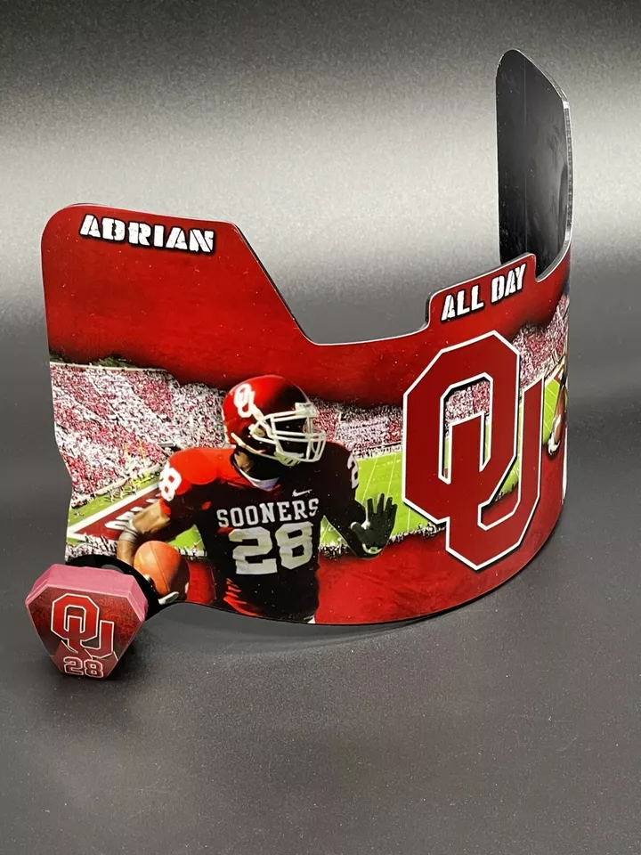 Oklahoma Sooners Adrian Peterson Full Size Custom Visor, Replica/Speed/Flex/F7 - Image 3