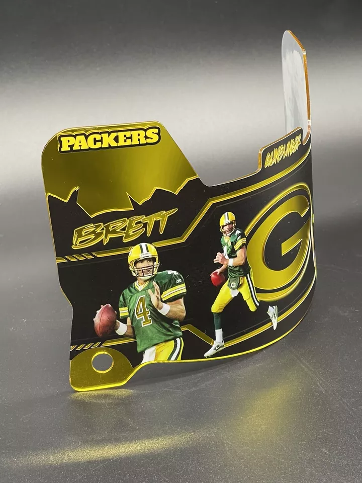 Green Bay Packers Brett Favre Custom Chrome Inlay Full Size Visor - Image 3