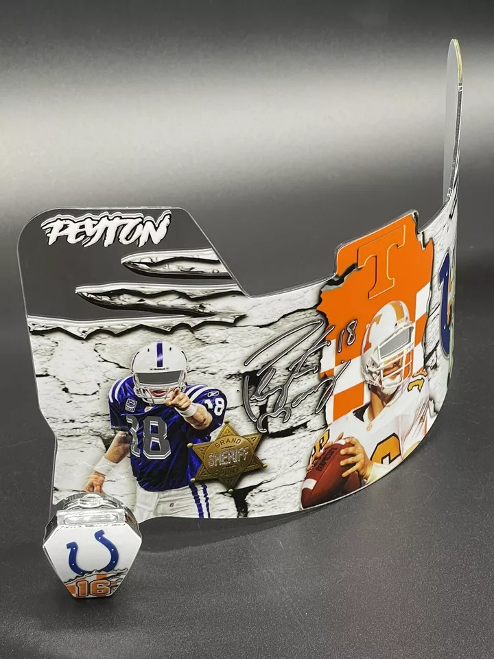 Peyton Manning Custom Chrome Inlay Ripped Colts/Vols Full Size Visor - Image 2