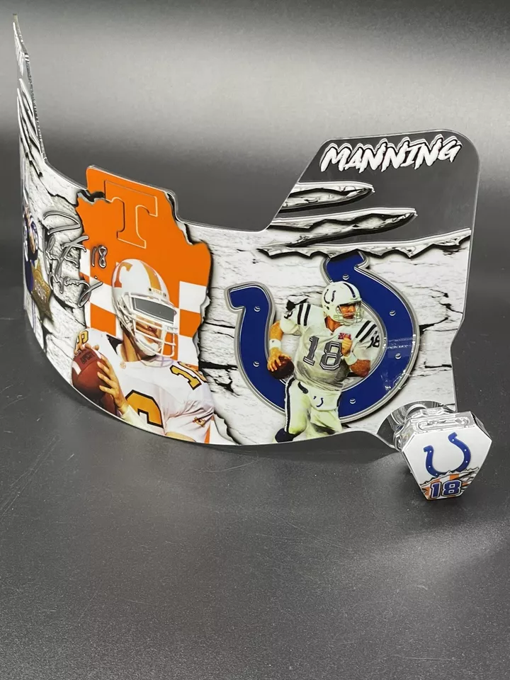 Peyton Manning Custom Chrome Inlay Ripped Colts/Vols Full Size Visor - Image 3