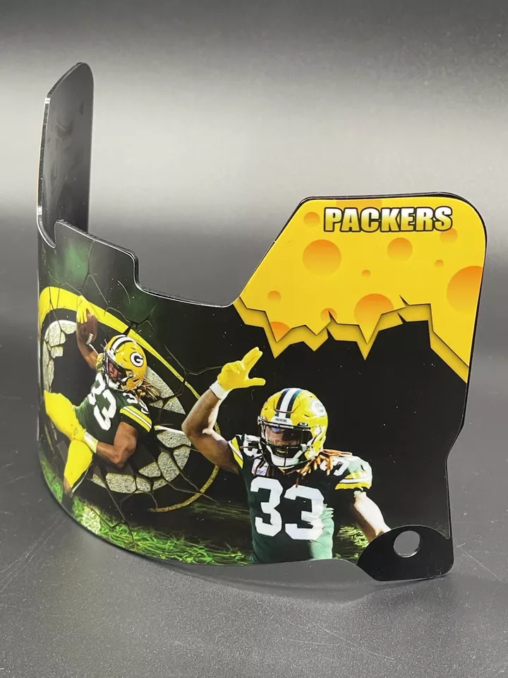 Green Bay Packers Aaron Jones Full Size Custom Visor, Replica/Speed/Flex/F7 - Image 2