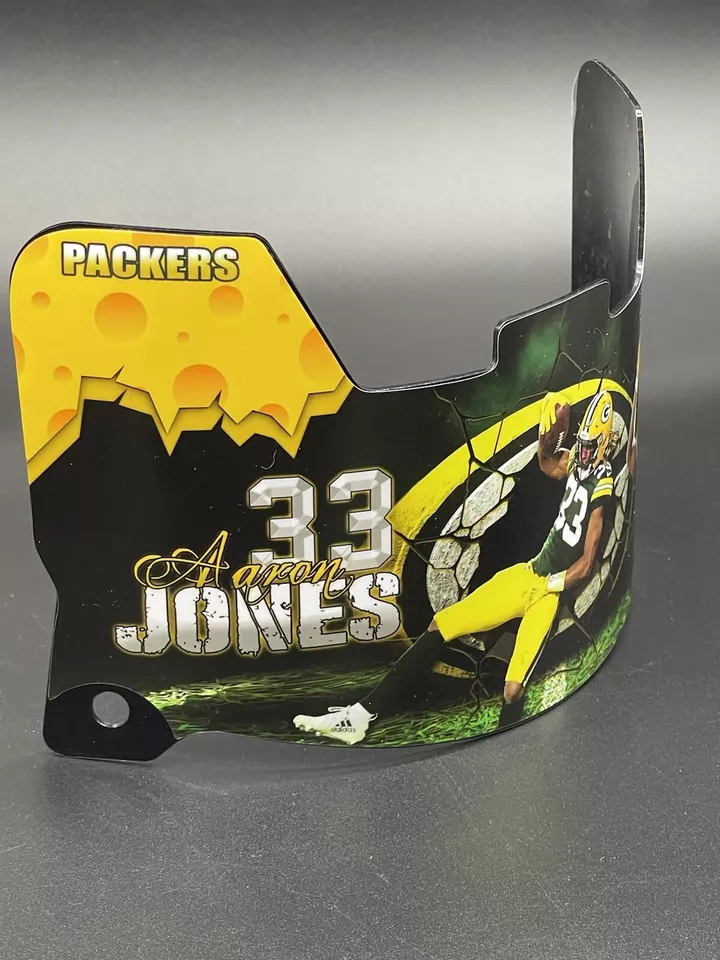 Green Bay Packers Aaron Jones Full Size Custom Visor, Replica/Speed/Flex/F7 - Image 3