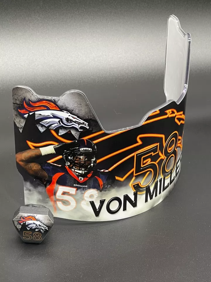 Denver Broncos Von Miller Full Size Custom Visor, Replica/Speed/Flex/F7 - Image 2