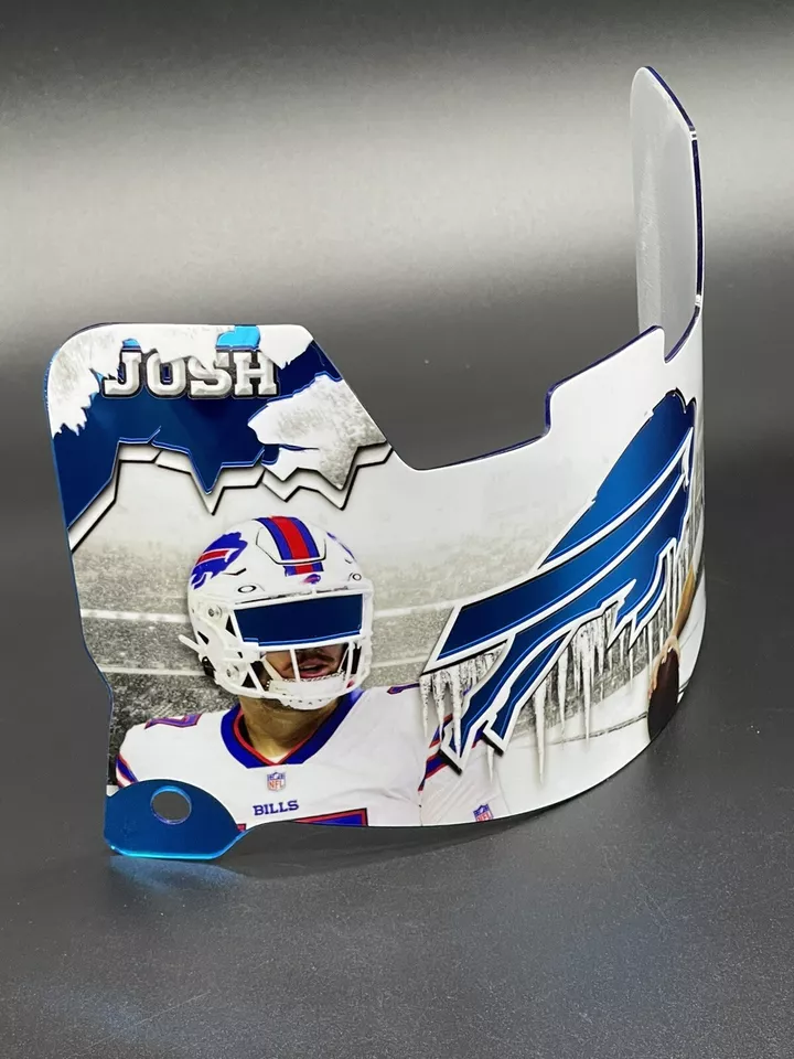 Buffalo Bills Josh Allen Custom Chrome Inlay Full Size Visor - Image 3